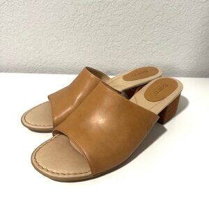Born Womens Slide Sandals Block Heel Opal Leather 2" Heel Beige Size 12M